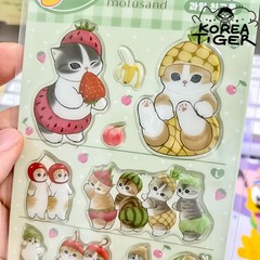 Mofusand Fruit Cat Stickers 3D Epoxy Puffy 5 Size Kawaii Planner Deco Korea