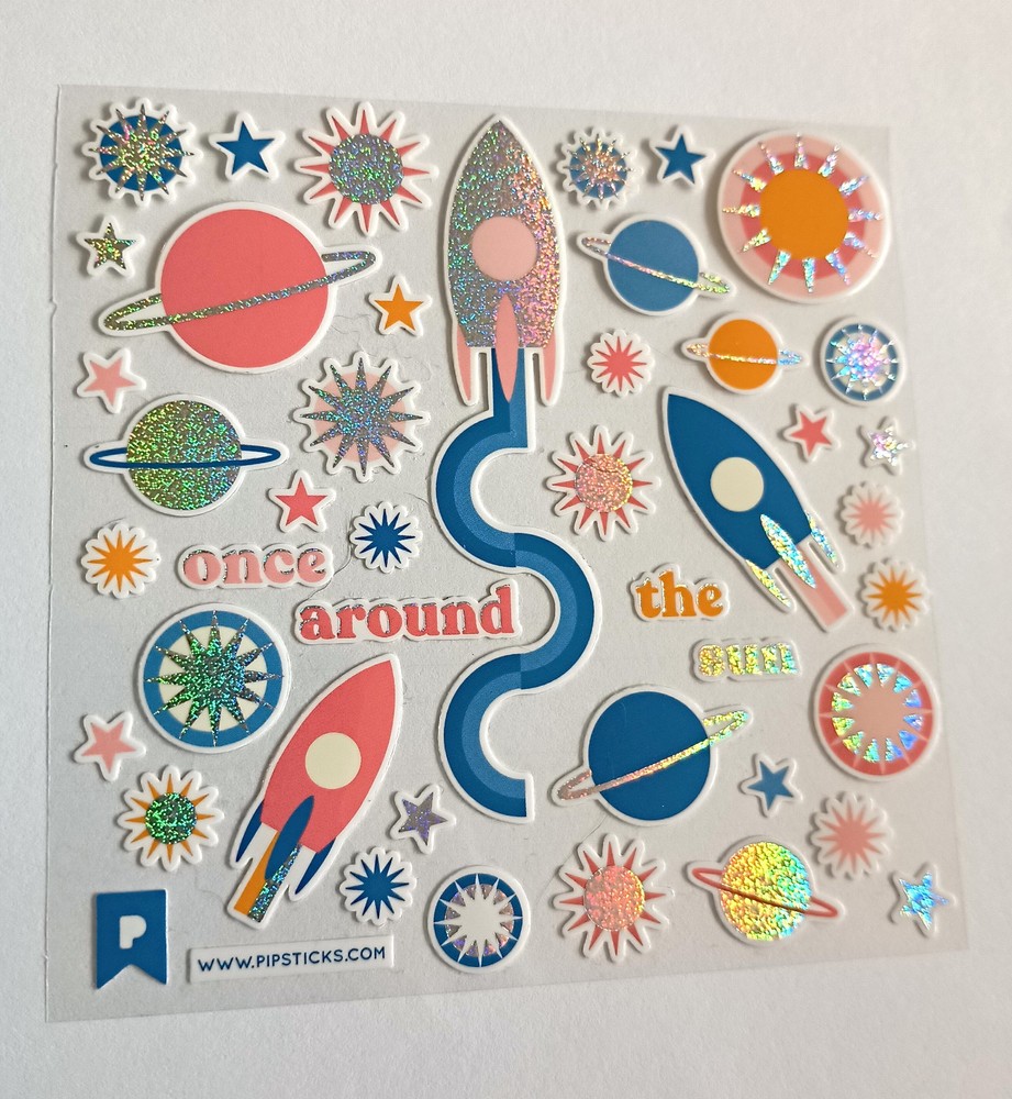 Pipsticks Sticker Sheet Solar Cosmic Rocket Lightning Bug Swan Stamp -You Choose