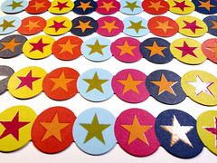 Military Stars Multi Colors Glitter Accents 4 pc 6″ x .75″ K&Company Cardstock