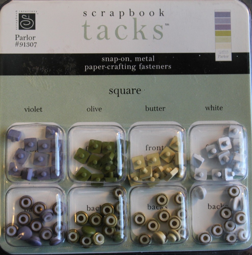 Chatterbox Scrapbook Interiors Tacks Snap-On Metal Fasteners – Parlor- Square