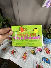 Vintage 1977 IMPERIAL Animal Wiggle Eye STICKATOONS 21 stickers RARE NEW+Box