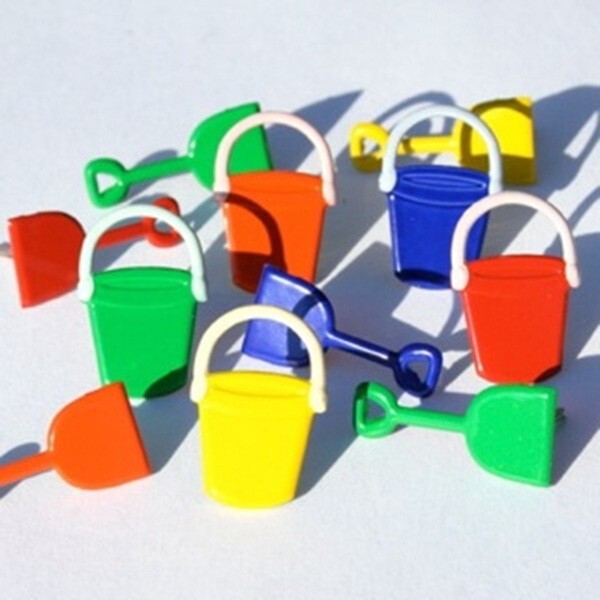 SHOVEL & BUCKET SCRAPBOOKING DECORATIVE BRADS EYELET OUTLET 8 PCS 4 COLORS