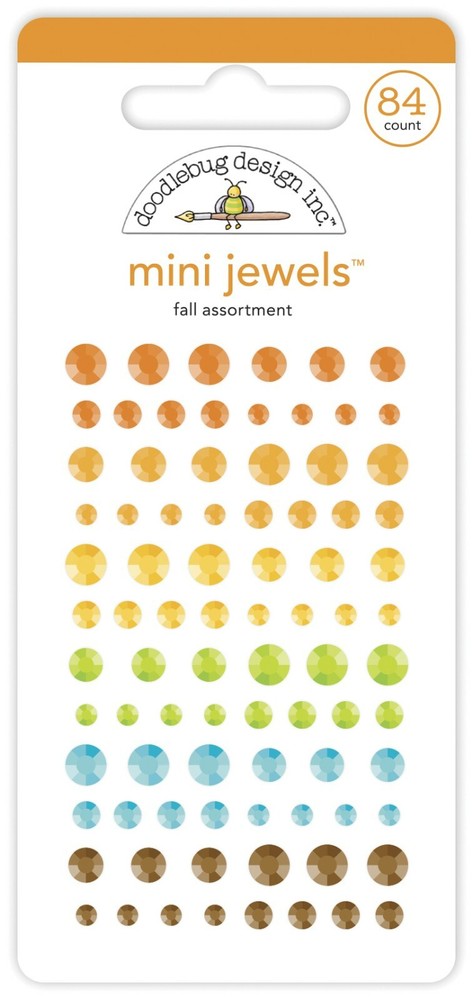 Crafts Doodlebug Mini Jewels Repeats Assorted Sizes Gems Bling Fall Colors Blue