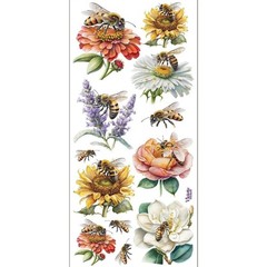 Violette Stickers – 1 Bee & Flower Garden Sticker Sheet – Stationery Scrapbooks