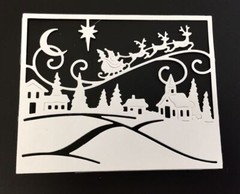 Christmas Die Cuts * Santa Village Scene * Set of 6 * Black or White Cardsotck