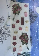 Vintage Creative Memories Sticker Strip Romantic Flowers & Candles 2×5 Inches