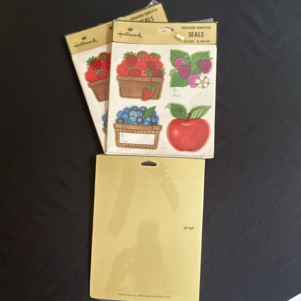 Hallmark Fruit Theme Seals Stickers Multicolor Fruit Basket Strawberry Apple