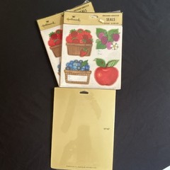 Hallmark Fruit Theme Seals Stickers Multicolor Fruit Basket Strawberry Apple