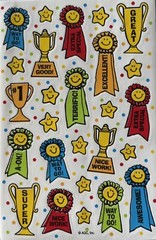 RIBBONS & TROPHY Stickers (26pcs)AGC•Children’s Reward •Nice Work•Sports•School•