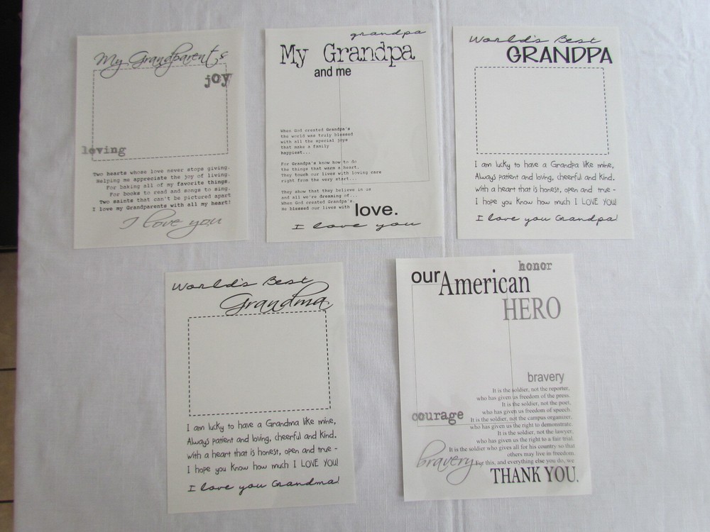 Scrapbooking Transparency Overlay Grandma Grandpa Grandparent 5pc LOT H Family
