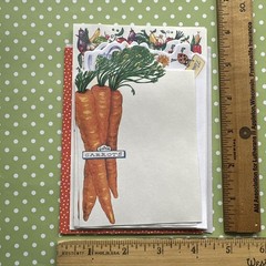 Vintage Blank Home Notecard & Garden Party Carrots Veggie Stationery Note Paper