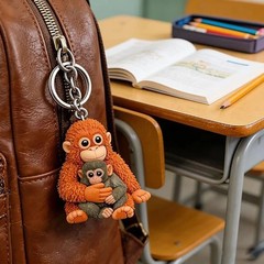 Punch The Monkey Keychain 3D Printed Holding Plush Toy Hanging Keyring
