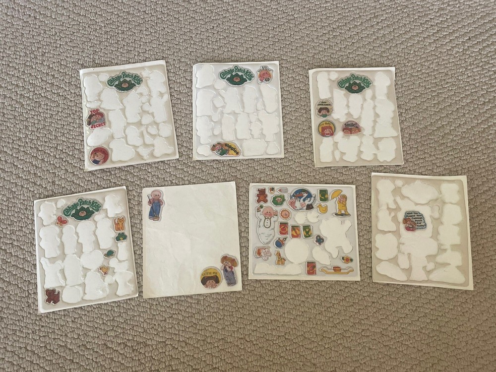 Vintage 1983 OAA Inc Cabbage Patch Kids Incomplete Sheet Of Puffy Stickers