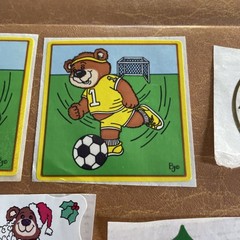 Vintage 80s BJ STICKER LOT Of 11 Stickers 1981 Soccer Bear Christmas Licorice