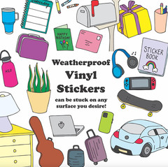 Lot of 5 Weatherproof Vinyl Stickers: Splatter Paint Strawberry