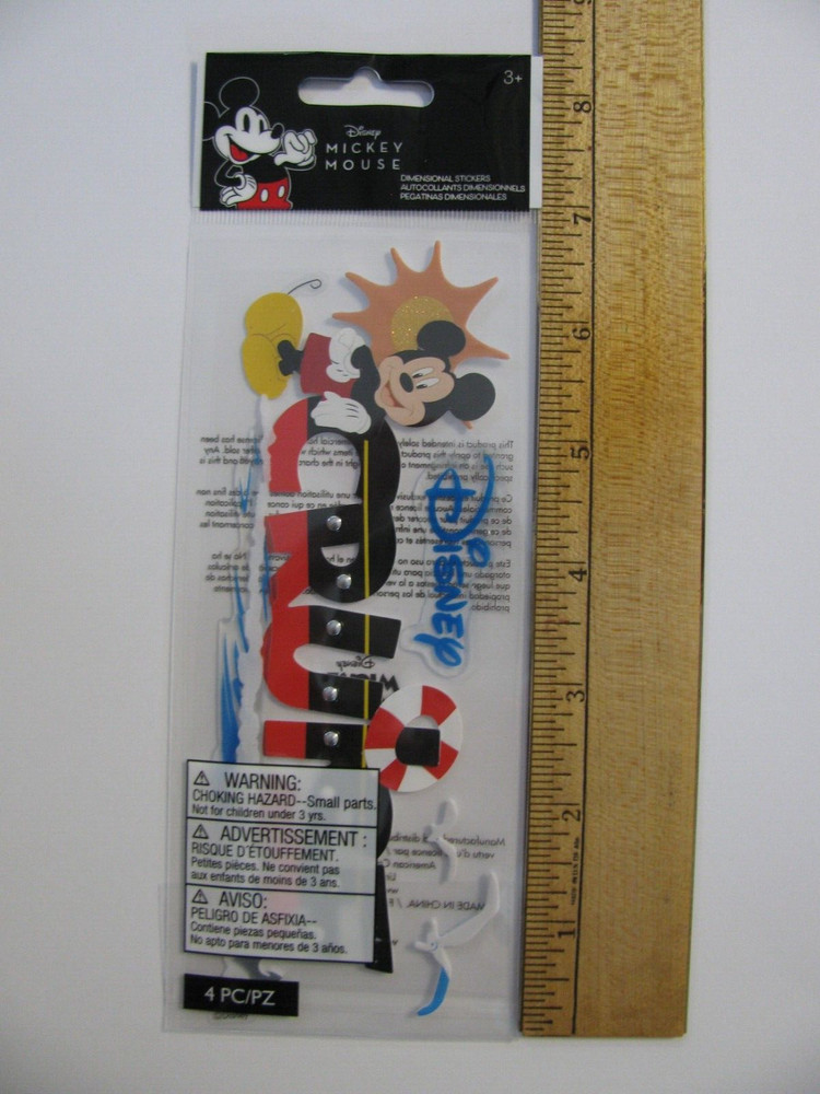 Disney Stickers DISNEY CRUISE Dimensional 4 Pieces NOS