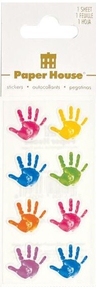 Handprints, scrapbook stickers, three sheets, each 2″ x 4″, Paper House ST-2359