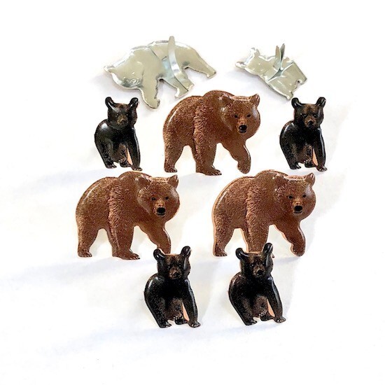 BEAR SCRAPBOOKING DECORATIVE BRADS EYELET OUTLET 8 PCS 2 DESIGNS