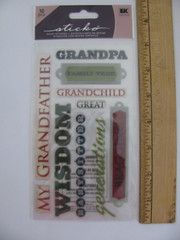 Sticko Epoxy Stickers GRANDPA Grandfather Great Wisdom Bragging Family Tree NOS