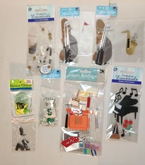 Lot of Variety of Themed Stickers and Embellishments – Music, Tools, Sports, etc