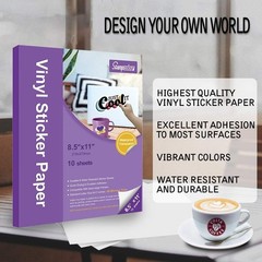 Translucent Printable Vinyl Sticker Paper – Versatile 10 Pack for DIY Crafts