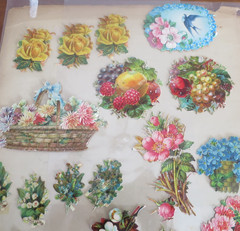 Antique 1910s Lot of Scrapbook Die Cut Cut-Outs Stickers Florals