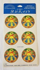 Vtg 80s Illuminations Stickers Ocean Sunset 1981 Sheet tropical beach