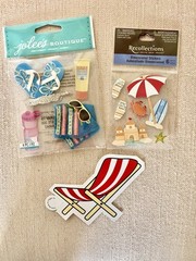 Cute BEACH Theme Dimensional Stickers AND Die-Cut~ 3 PIECE LOT~ ALL NEW