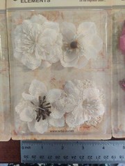 Lot 5 Petaloo Floral Embellishments Textured Flowers Burlap Blossom #30