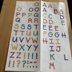 Vtg Alphabet Stickers Multi Color Rainbow 1”
