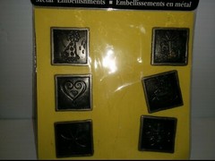 ASST METALLIC EMBELLISHMENTS, FRAMES, EMBOSSING STENCIL & RUBBER STAMPS, NIB