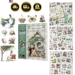 Garden Journal Stickers, 50 Sheets Washi Junk Journaling Sticker Book, Scrapb…