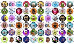 60 Precut 1″ CUTE OWLS Bottle cap Images Set A