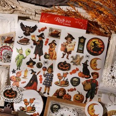 Halloween 2 Small Rub On Transfers Stickers Witch Crafts for Paper Wood Fabric