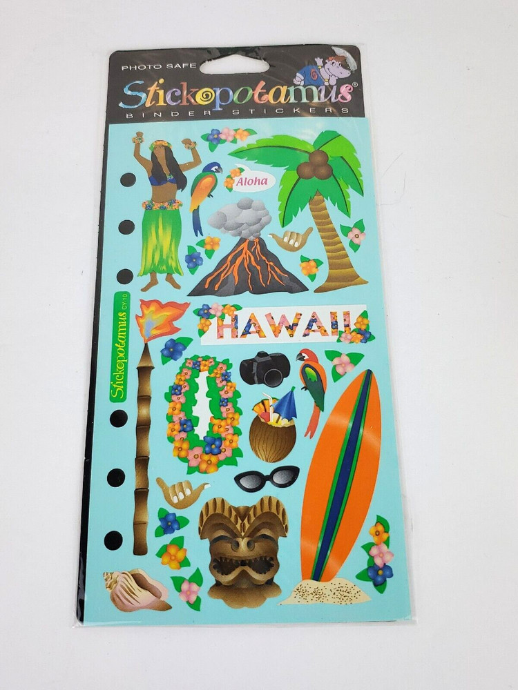 Vintage Stickopotamus Stickers Hawaii Tropical Luau Binder Photo Safe Taiwan
