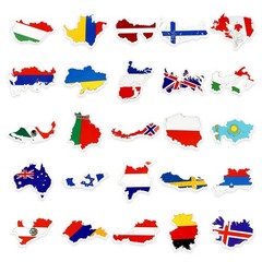 100 Pcs World Country Flag Stickers Vinyl Map Waterproof Small