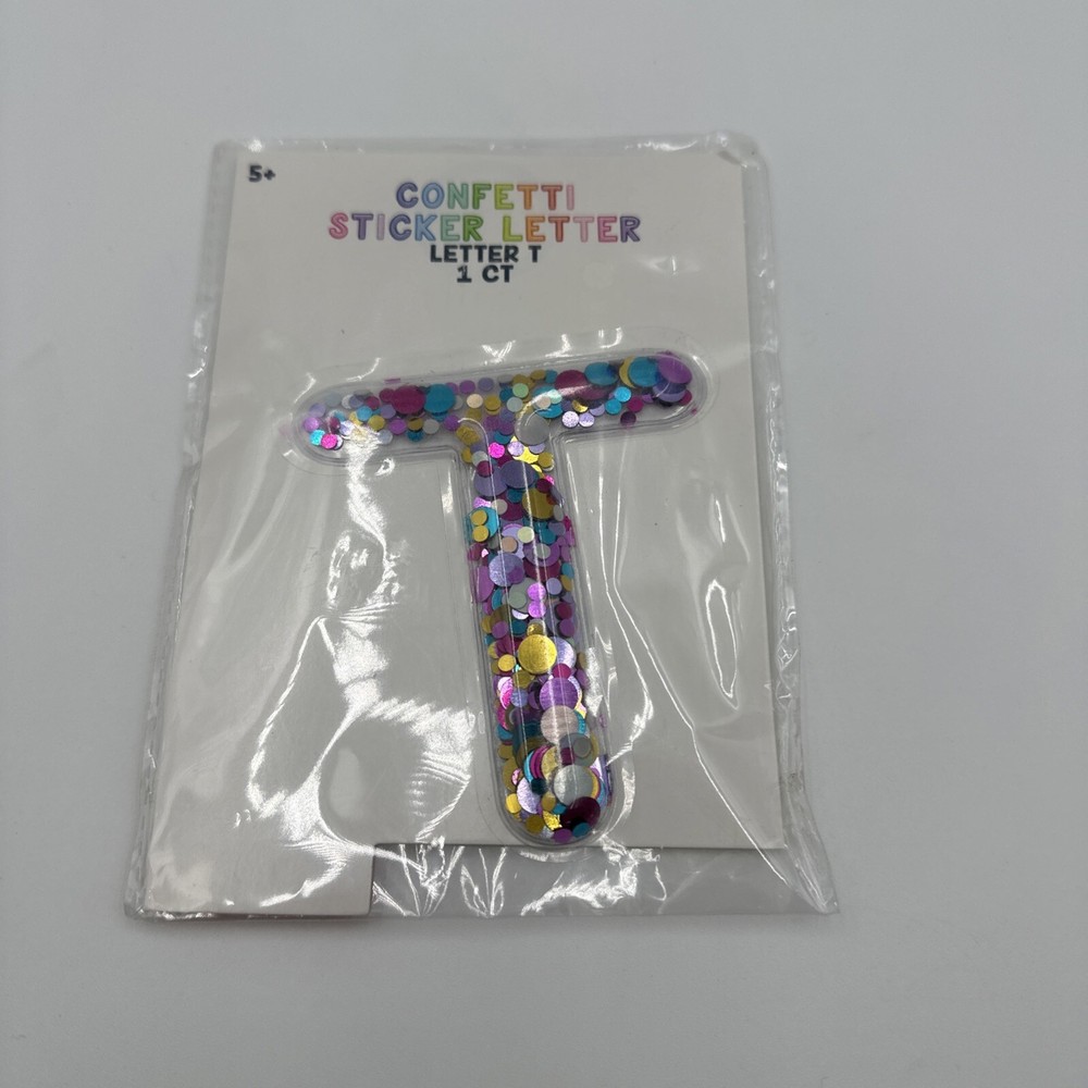 Confetti Sticker Letter Large T Confetti Fill Approx. 3.5″ x 3″