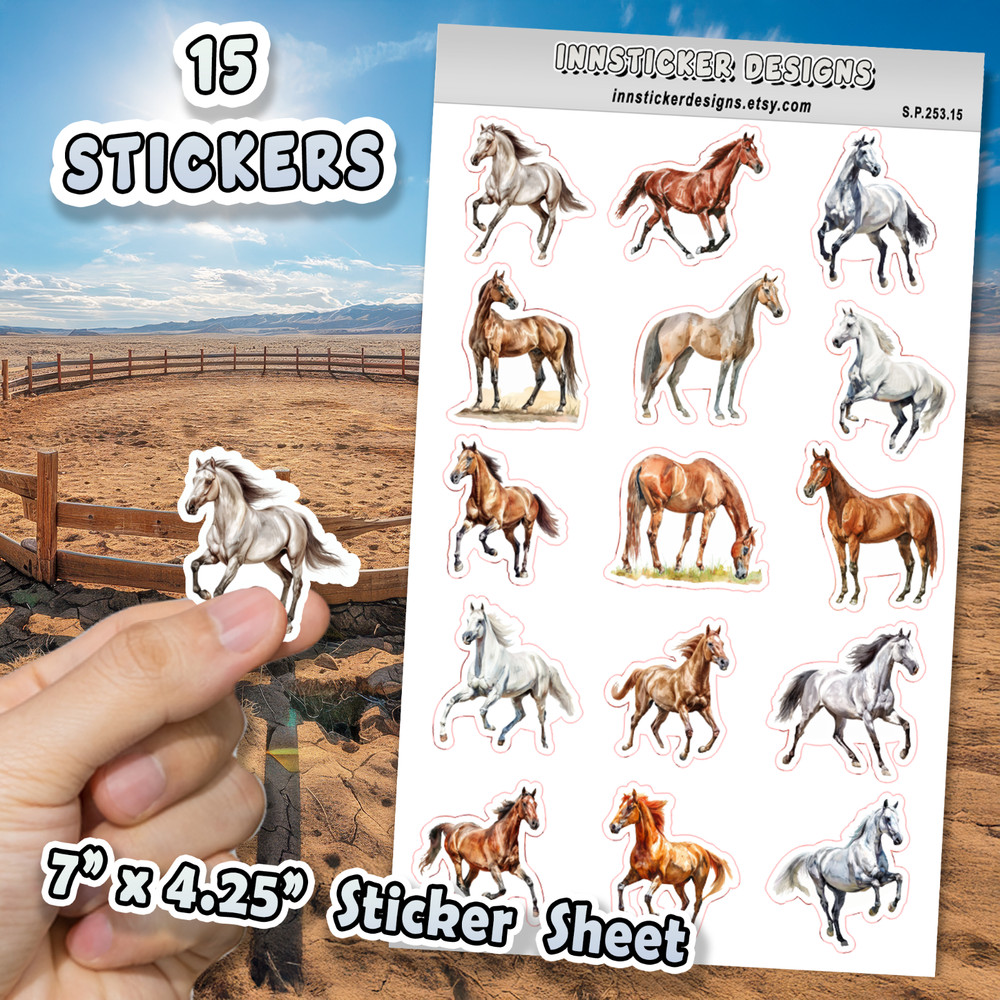 Arabian Horse Stickers, for Journals, Scrapbooks, Planners, Glossy, Matte