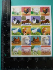 Vtg 1998 Eureka BARNYARD FARM ANIMALS Stickers (3)Complete Sheets Paper Magic