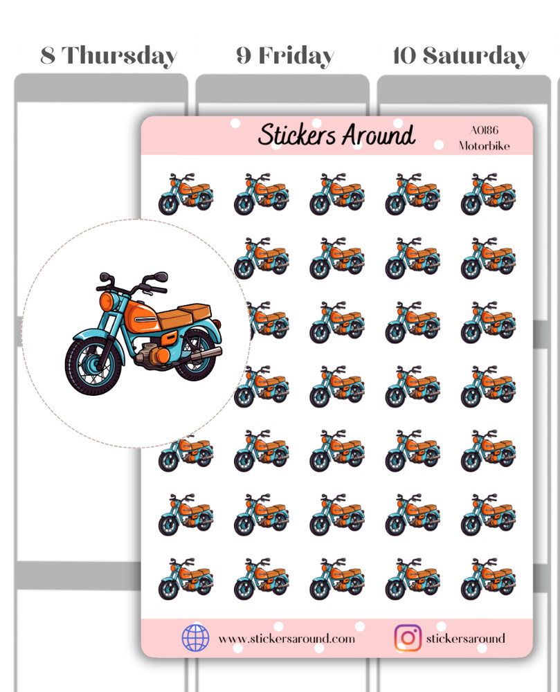 Motorbike Icon Planner Sticker #1, Motorcycle Sticker, Calendar & Journal Sticke