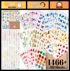 Floral Stickers for Scrapbooking – 1466+ Pieces, Pressed Flower & Journaling Sup