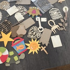 Mixed Media Craft Lot 138 Pieces Wood Cutouts Chipboard Letter Tags Junk Journal