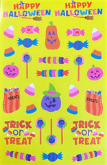 HALLOWEEN, PUMPKIN, TRICK OR TREATS, ONE SHEET BEAUTIFUL STICKERS #HALL03