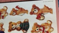 Vintage Hallmark Stickers Christmas Teddy Bears 1 Sheet READ