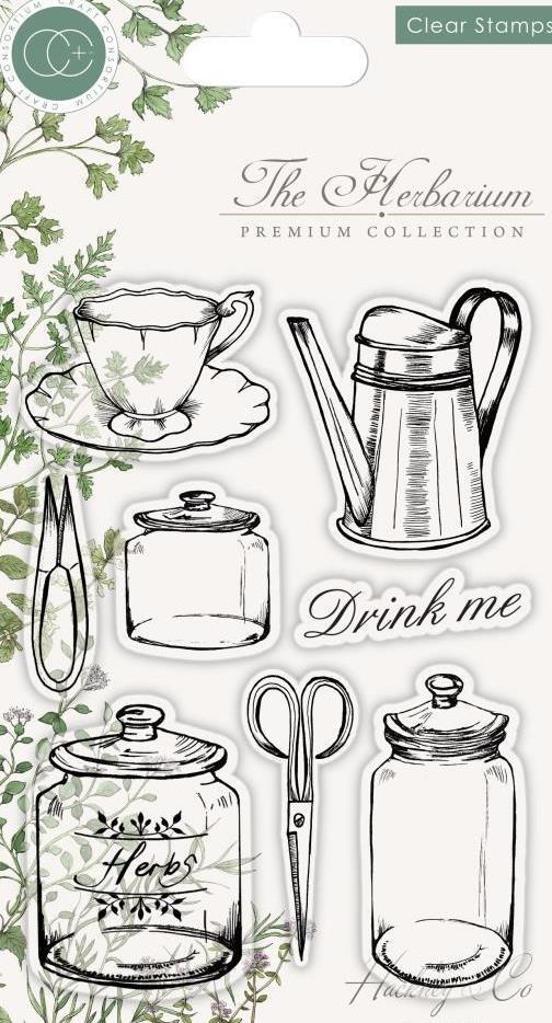 New Craft Consortium Clear Rubber Stamp Herbarium UTENSILS herbs free USA ship