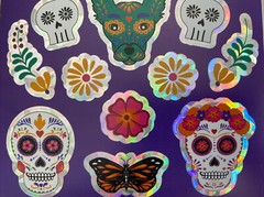Dia De Los Muertos Day Of The Dead Sticker Sheet Foil Accents Halloween Decorate