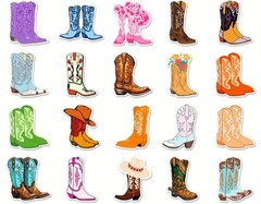 New Cute And Stylish Cowboy Cowgirl Stickers Decals 25 Randomly Picked 2-3in
