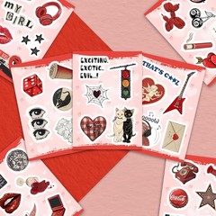 100Pcs Vintage Red & Black Aesthetic Stickers – Perfect for Journals & Laptops