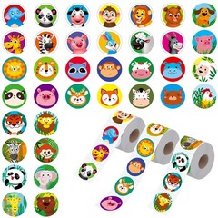 1800 PCS Round Animal Stickers, 36 Designs Adorable Cartoon Teacher Reward En…