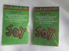 Lot of 6 Vintage Mary Engelbreit Rhinestone Accent Christmas Joy Stickers, New